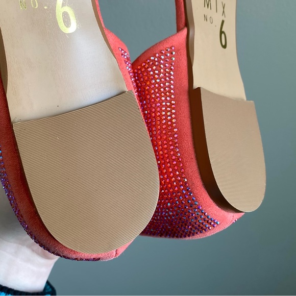 Mix NO.6 coral pink colour shift full crystal pointed flats / shoes - Picture 8 of 8
